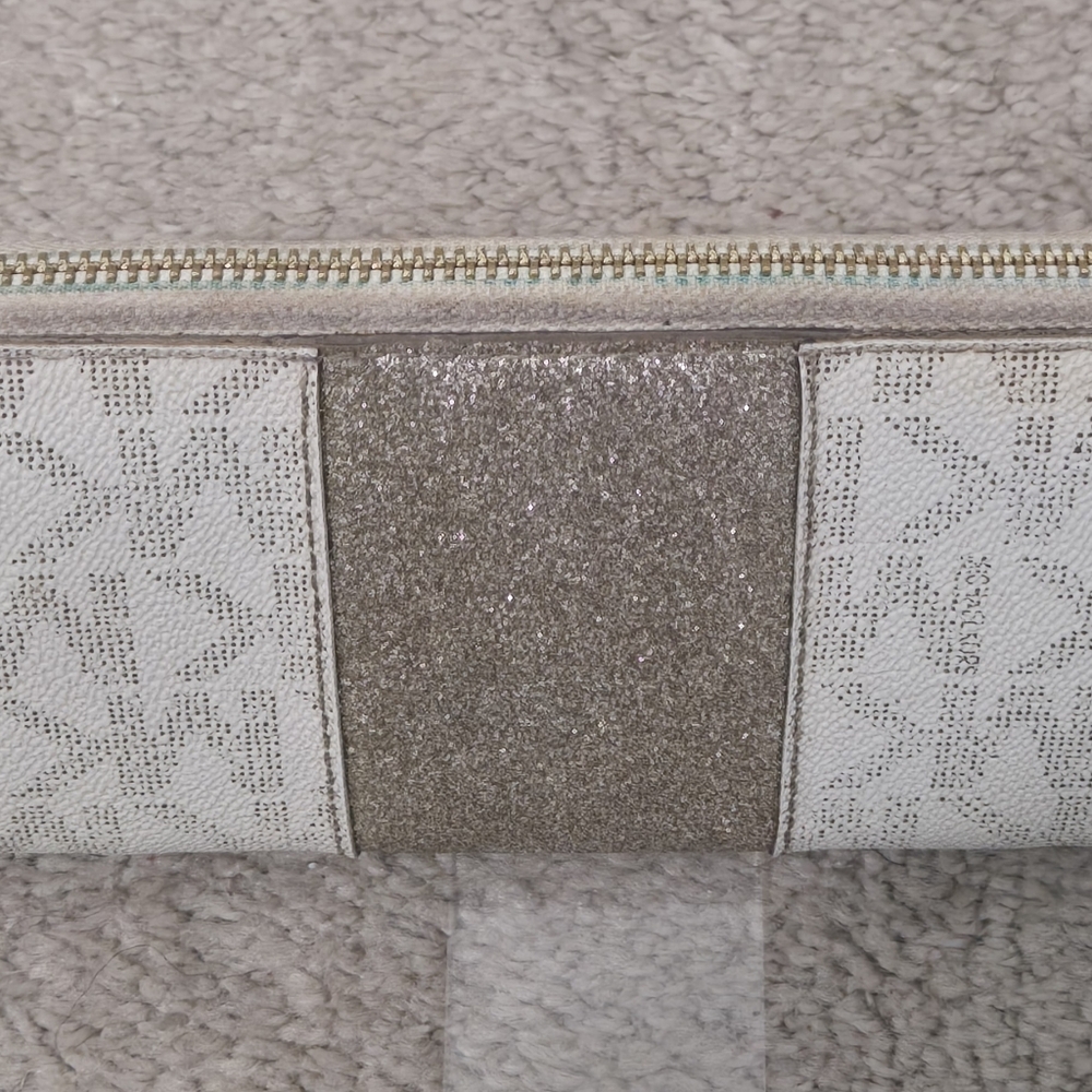 Michael Kors Gray and Gold Wallet with Signature MK Monogram - Picture 6 of 9